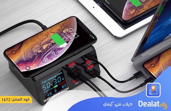 Wireless Charging + PD18W + QC 3.0 + 6 USB Multi-function Charger - DealatCity Store	