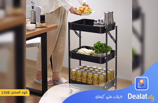 Foldable 3-Tier Metal Utility Rolling Cart - DealatCity Store