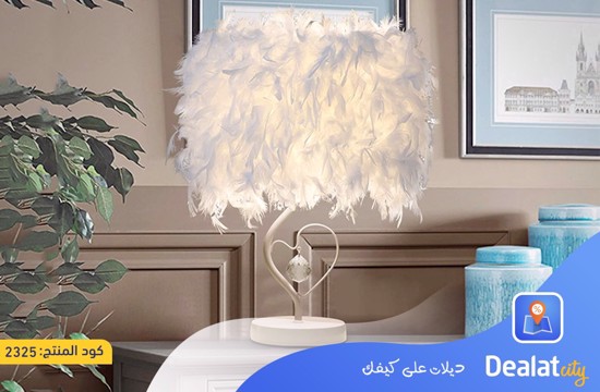 White Feather Shade Table Lamp - DealatCity Store  