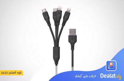 Porodo 4 in1 USB Cable Lightning / Type-C / Micro Durable Fast Charge and Data Cable  - DealatCity Store