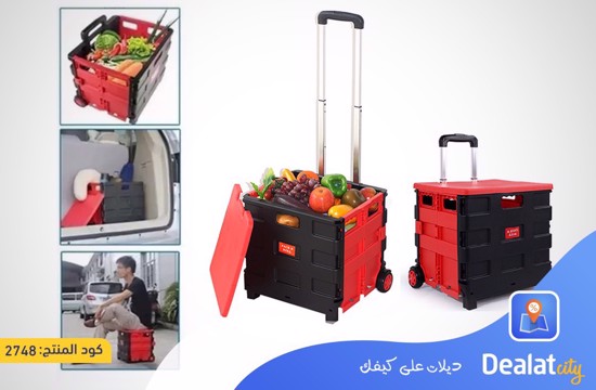 Foldable Plastic Hand Push Shopping Trolley Cart - DealatCity Store