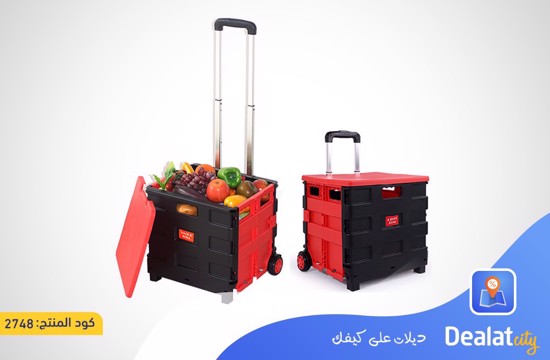 Foldable Plastic Hand Push Shopping Trolley Cart - DealatCity Store