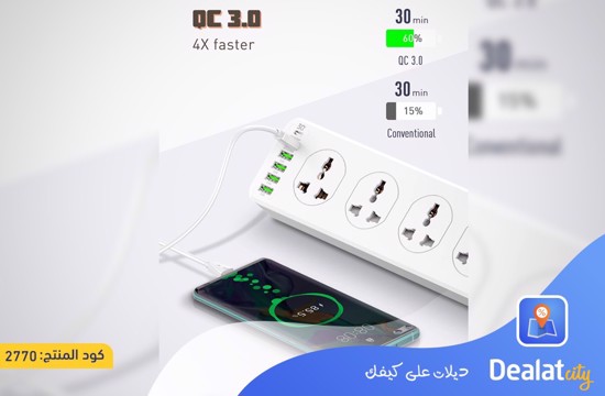 LDNIO SC10610 Slope Design Power Strip With 10 Outlets+5USB Ports+1PD Port - DealatCity Store