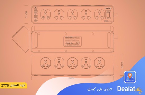 LDNIO SC10610 Slope Design Power Strip With 10 Outlets+5USB Ports+1PD Port - DealatCity Store