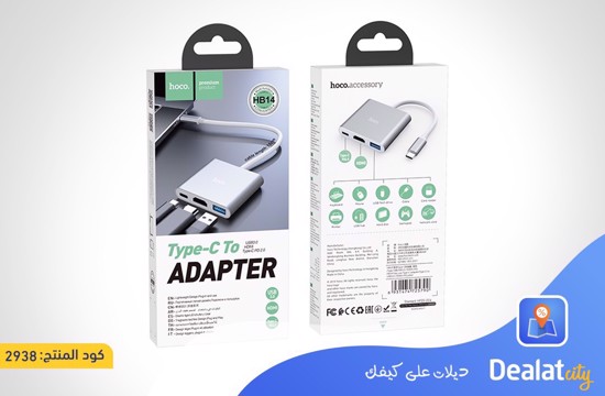 Hoco Type-C hub “HB14 Easy use” USB3.0+HDMI+PD - DealatCity Store