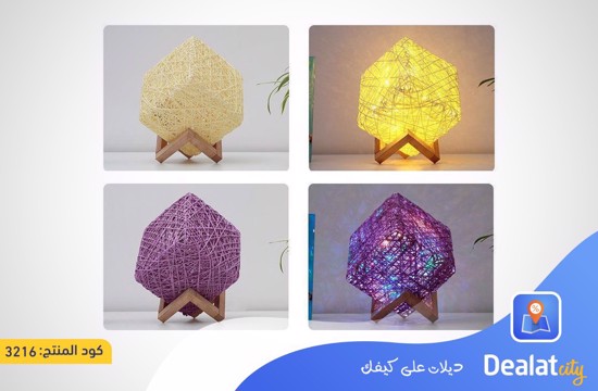 Led Table Lamp Square Rattan Rope Rattan Ball Led Lamp - DealatCity Store