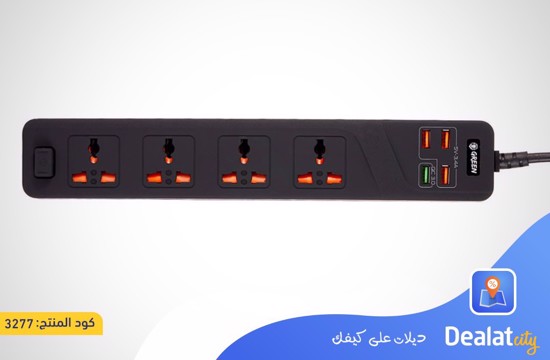 Green 4 AC 4 USB 3.4A QC3.0 Multiport Smart Power Socket 3000W - DealatCity Store