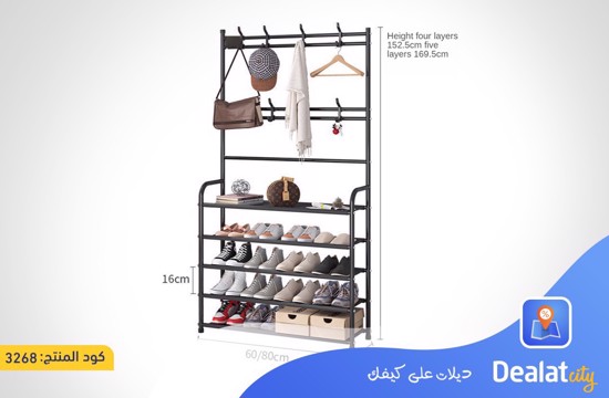 5 Tier Floor Clothes Hanger Coat Rack Hanger Storage Wardrobe Clothing Drying Shoes Racks - DealatCity Store