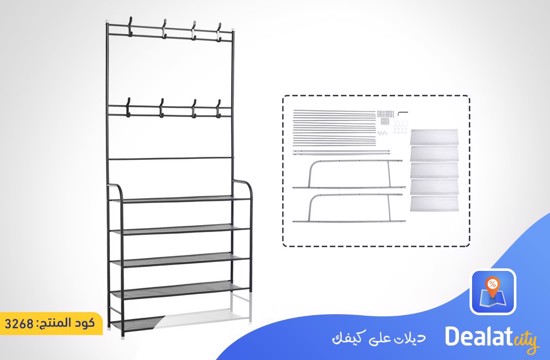 5 Tier Floor Clothes Hanger Coat Rack Hanger Storage Wardrobe Clothing Drying Shoes Racks - DealatCity Store