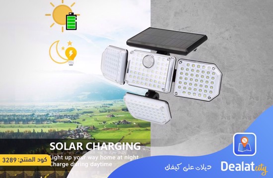 Outdoor Solar Four-head LED Human Sensor Wall Lamp - DealatCity Store