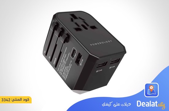 Powerology PD 45W Fast Charge + 2A USB Dual Output With 3 USB Ports - dealatcity