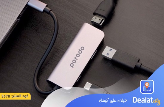 Porodo 3 in 1 Aluminum USB-C Hub - dealatcity store