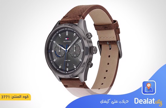 TOMMY HILFIGER Multifunction Leather Brown Men's Watch - dealatcity store