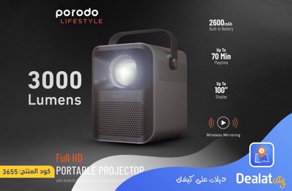 PORODO FULL HD PORTABLE PROJECTOR - dealatcity store	