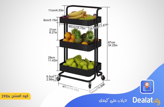 Rolling Cart 3-Layer Storage Rack - dealatcity store