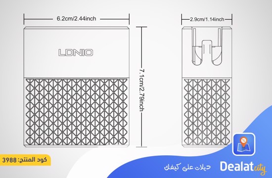 LDNIO A2620C 65W PD & QC 3.0 USB Type-C (2 Ports) High Power Charger Adapter - dealatcity store