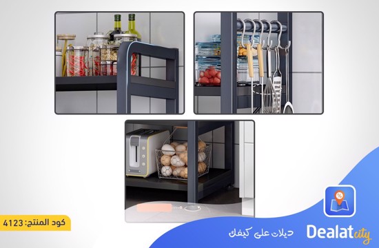 Multilayer Metal Frame And Wooden Board Kitchen Rack - dealatcity store