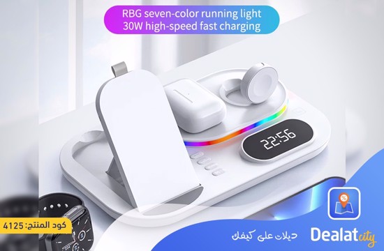 Wireless Charging Station with RGB Light and Digital Clock - dealatcity store