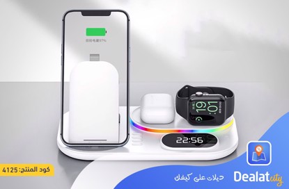 Wireless Charging Station with RGB Light and Digital Clock - dealatcity store