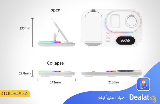 Wireless Charging Station with RGB Light and Digital Clock - dealatcity store