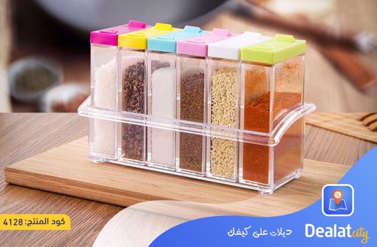 6 Piece Clear Seasoning Rack Spice Jar - dealatcity store