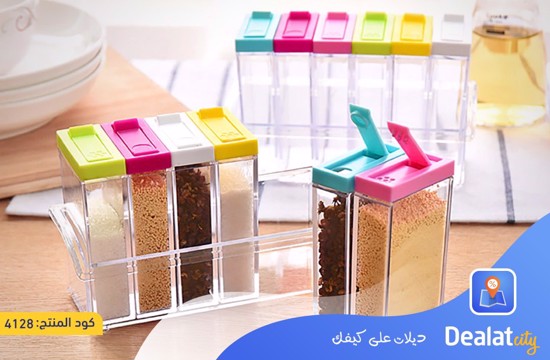 6 Piece Clear Seasoning Rack Spice Jar - dealatcity store