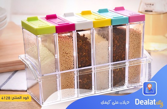 6 Piece Clear Seasoning Rack Spice Jar - dealatcity store