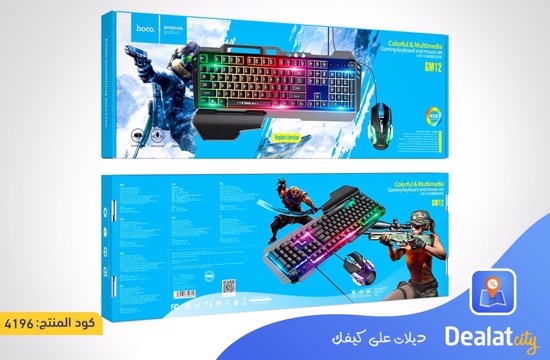 HOCO GM12 Light and Shadow RGB Gaming Keyboard and Mouse Set - dealatcity store