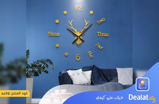 Acrylic 3D Deer Face Wall Clock - dealatcity store