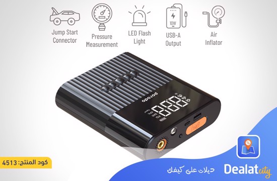 Porodo Multi Function 8800mAh Jump Starter and Air Pump - dealatcity store