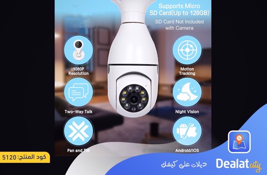 E27 bulb base 5G Wireless Panoramic WiFi Camera - dealatcity store