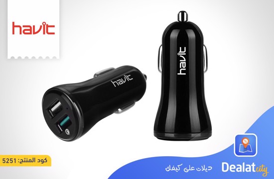 HAVIT H213 Dual USB Ports Car Charger QC 3.0 - dealatcity store