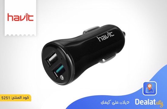 HAVIT H213 Dual USB Ports Car Charger QC 3.0 - dealatcity store