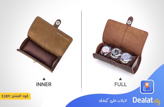 Leather Watch Roll Case for 3 Watches - dealatcity store