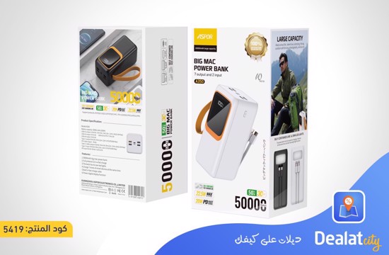 ASPOR A350 PD 50000mAh 22.5W Power Bank - dealatcity store