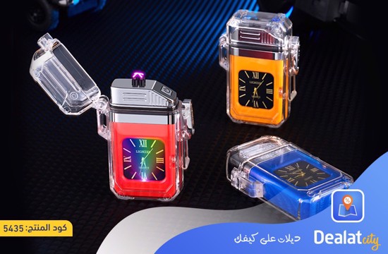 Flash Electronic Lighter Waterproof Real Watch Dual Arc Lighter - dealatcity store