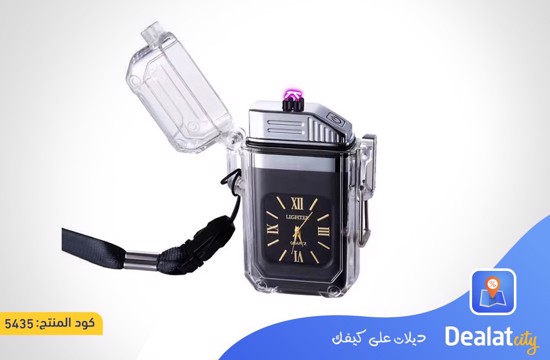 Flash Electronic Lighter Waterproof Real Watch Dual Arc Lighter - dealatcity store