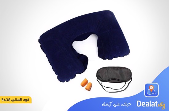 Multifunctional Travel Trio Set (Neck Rest Sleeping Pillow + Sleeping Eye Mask + Noise Isolating Earplugs) - dealatcity store