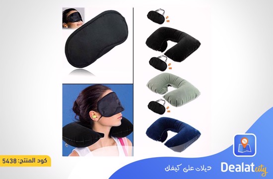 Multifunctional Travel Trio Set (Neck Rest Sleeping Pillow + Sleeping Eye Mask + Noise Isolating Earplugs) - dealatcity store