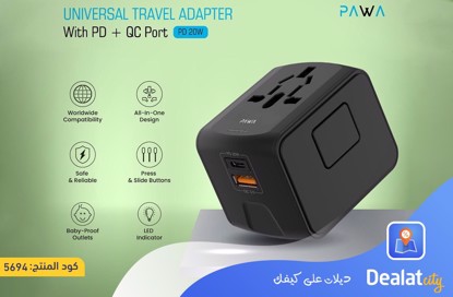 PAWA Universal Travel Adapter with PD 20W + USB QC Port  - dealatcity store