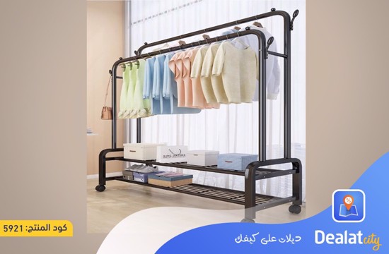 Double Clothes Rail Heavy Duty Metal Coat Stand Garment Rack - dealatcity store