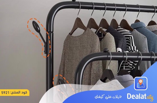 Double Clothes Rail Heavy Duty Metal Coat Stand Garment Rack - dealatcity store