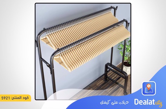 Double Clothes Rail Heavy Duty Metal Coat Stand Garment Rack - dealatcity store