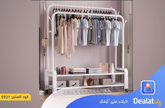 Double Clothes Rail Heavy Duty Metal Coat Stand Garment Rack - dealatcity store