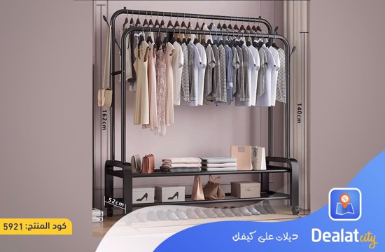 Double Clothes Rail Heavy Duty Metal Coat Stand Garment Rack - dealatcity store