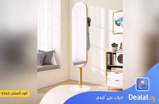 Modern Rotatable Mirror With 360° Rotating Wooden Base - dealatcity store