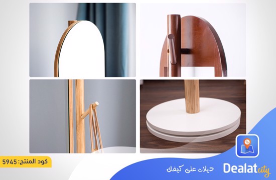 Modern Rotatable Mirror With 360° Rotating Wooden Base - dealatcity store