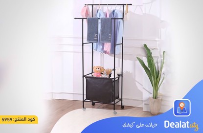 Double Metal Clothes Hanging Rack with Storage Bag  - dealatcity store