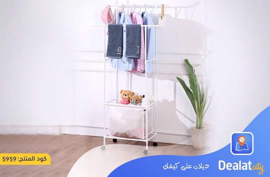 Double Metal Clothes Hanging Rack with Storage Bag  - dealatcity store