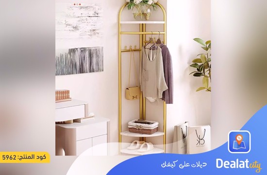 Metal Clothes Stand with 3 Wooden Shelves - dealatcity store